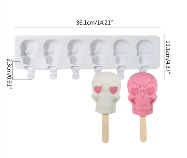 SKULL POPSICLE MOLD, 6 Cavity Cakesicle Mold, Silicone Ice Cream Mold, Diy Baking Supplies, Unique Halloween Molds, Fast Shipping Sprinklify