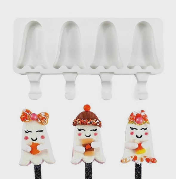 SPRINKLIFY Ghost Cakesicle Mold, Halloween Popsicle Mold, Dessert Mold, High Quality Silicone Ice Cream Mold, Baking Supplies, Fast Shipping